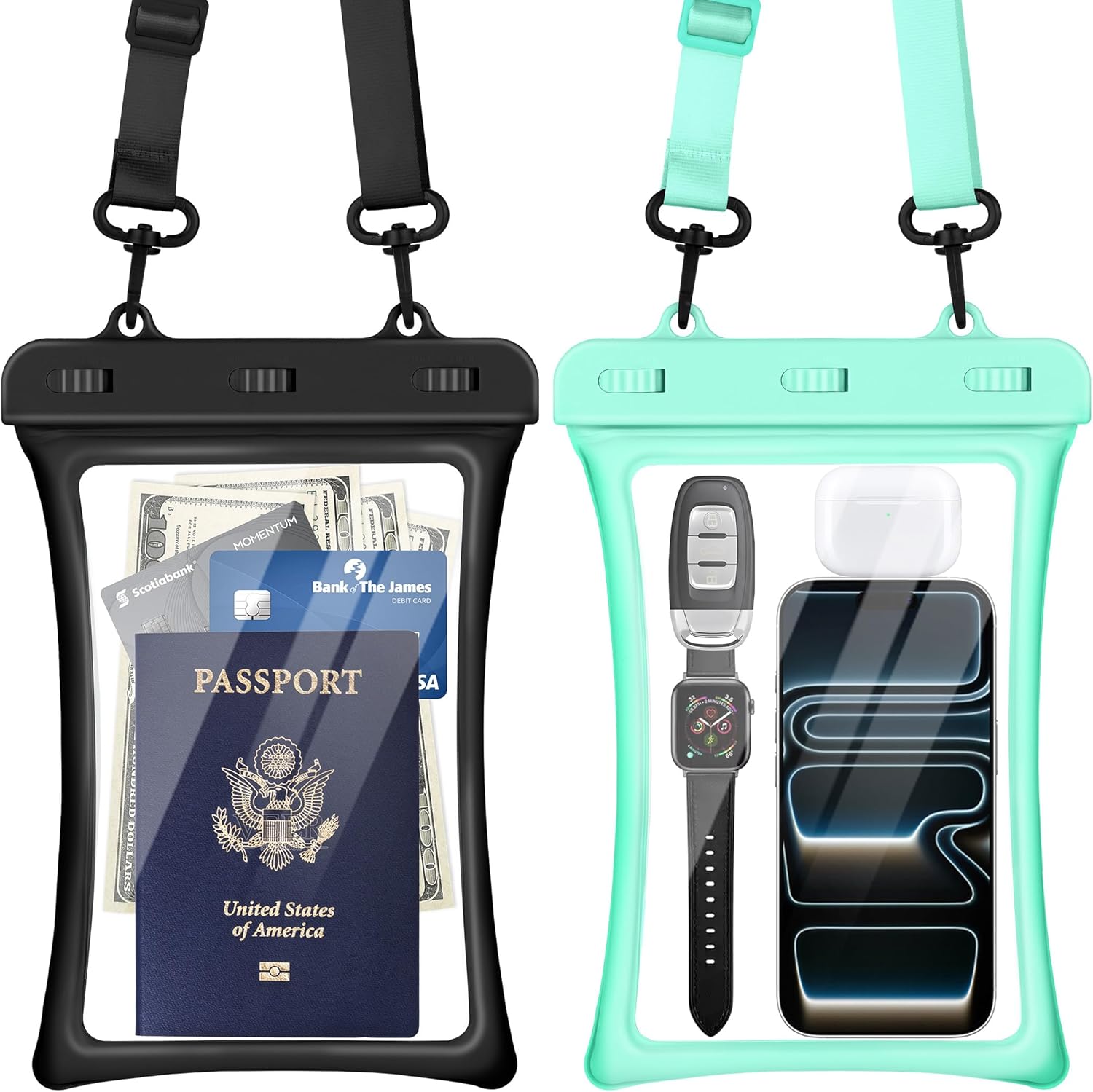 CACOE [Floatable Floating Universal IPX8 Waterproof Phone case 2 Pack-Up to 10.0",Adjustable...