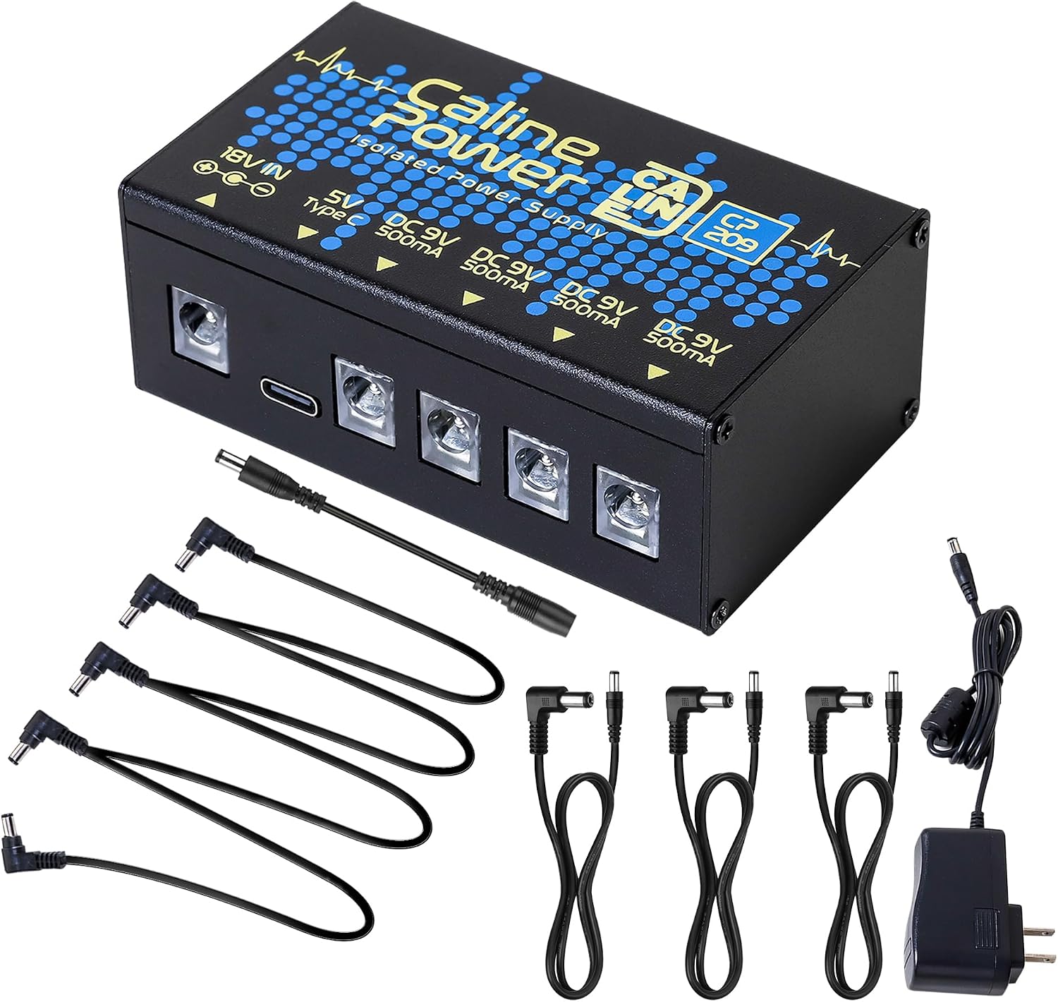 Caline Guitar Pedal Power Supply,9V 500ma Pedal Board Power Supply, Mini True Isolated Pedal...