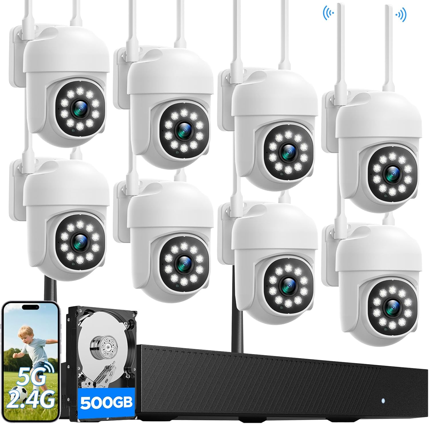 CAMCAMP Home Security Camera System 16CH+8Security Cameras Wireless Outdoor | Auto Human...