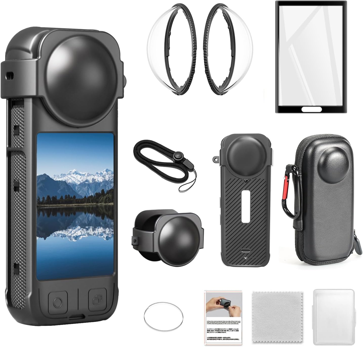 Camera Accessory Kit for Insta 360 X4(No Fit for X4 AIR)- Lens Guards, Silicone Case...