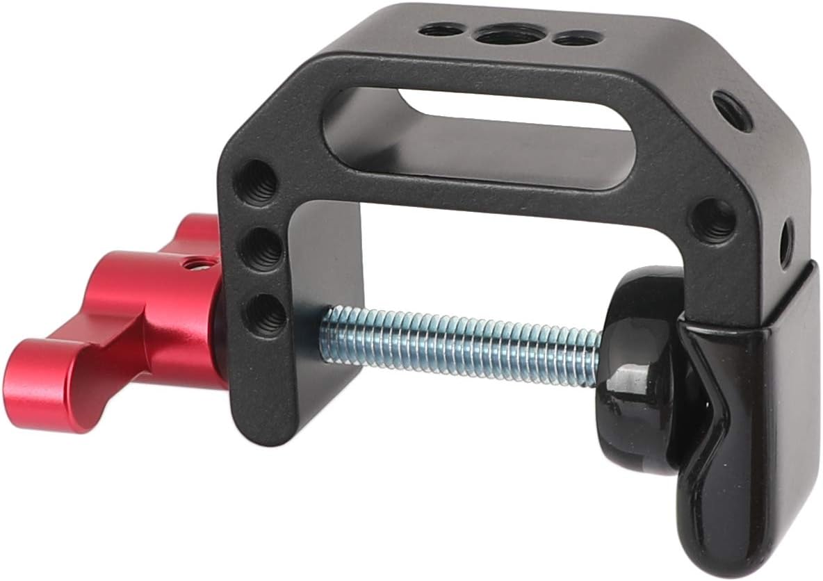 CAMVATE C Clamp with 1/4 and 3/8 thread hole for Camera Monitor(Red handle)