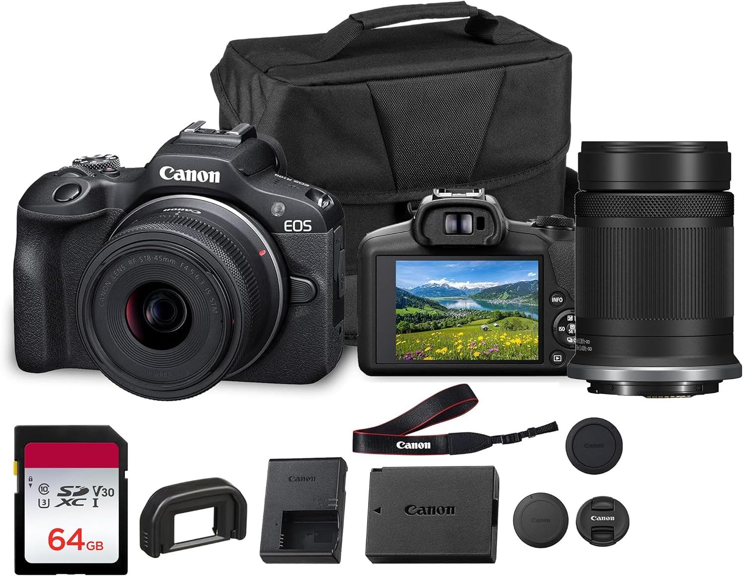 Canon EOS R50 Mirrorless Camera with 18-45mm & 55-210mm RF-S Lenses | 24.2MP APS-C Sensor...