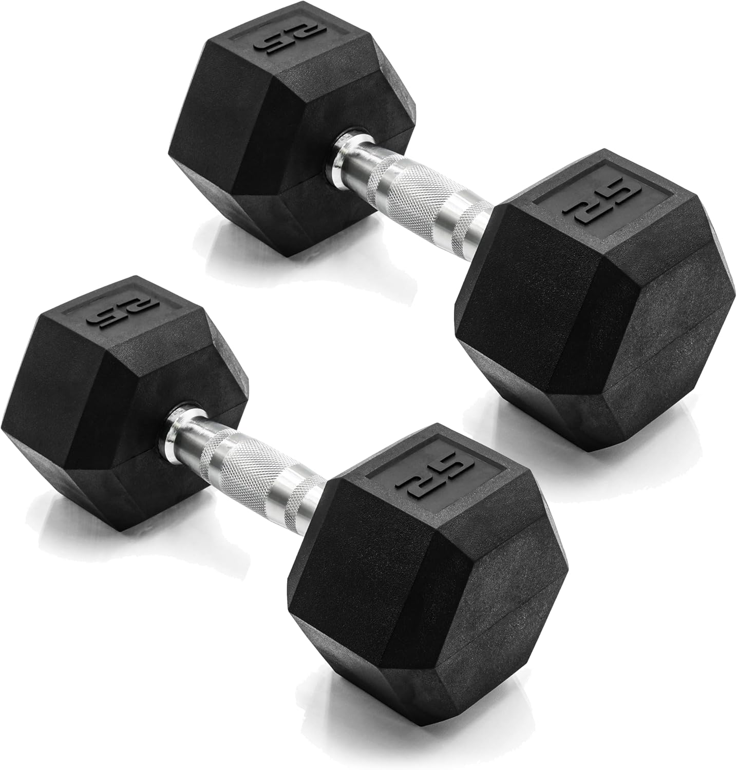 CAP Rubber Coated Dumbbell Weights, Free Weights for Home Gym Strength Training, Anti-Roll...