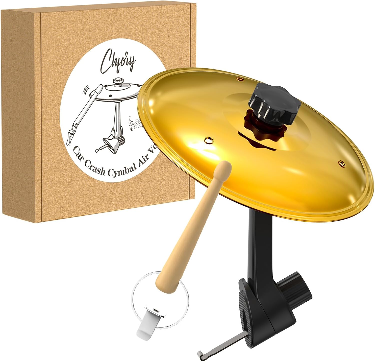 Car Cymbal Air Vent, Mini Drum Crash Cymbal Set with Mini Drum Stick, Funny Musical...