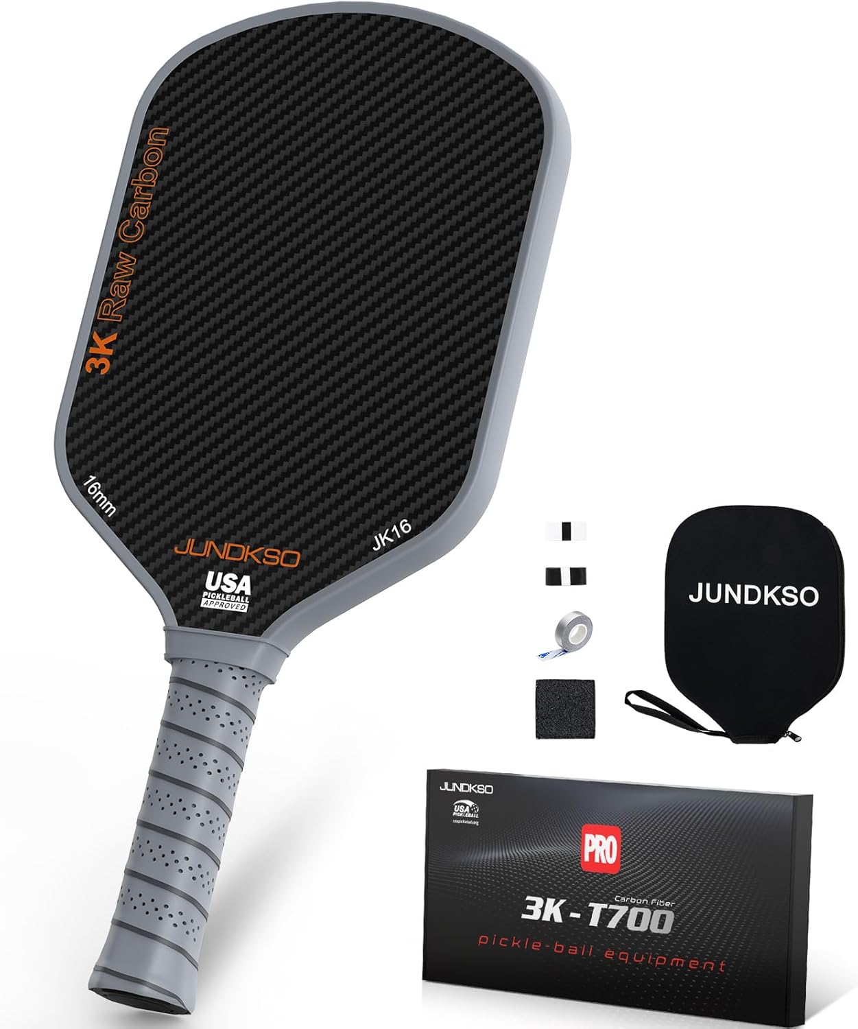 Carbon Fiber Pickleball Paddles USAPA Approved Raw Carbon Frosted