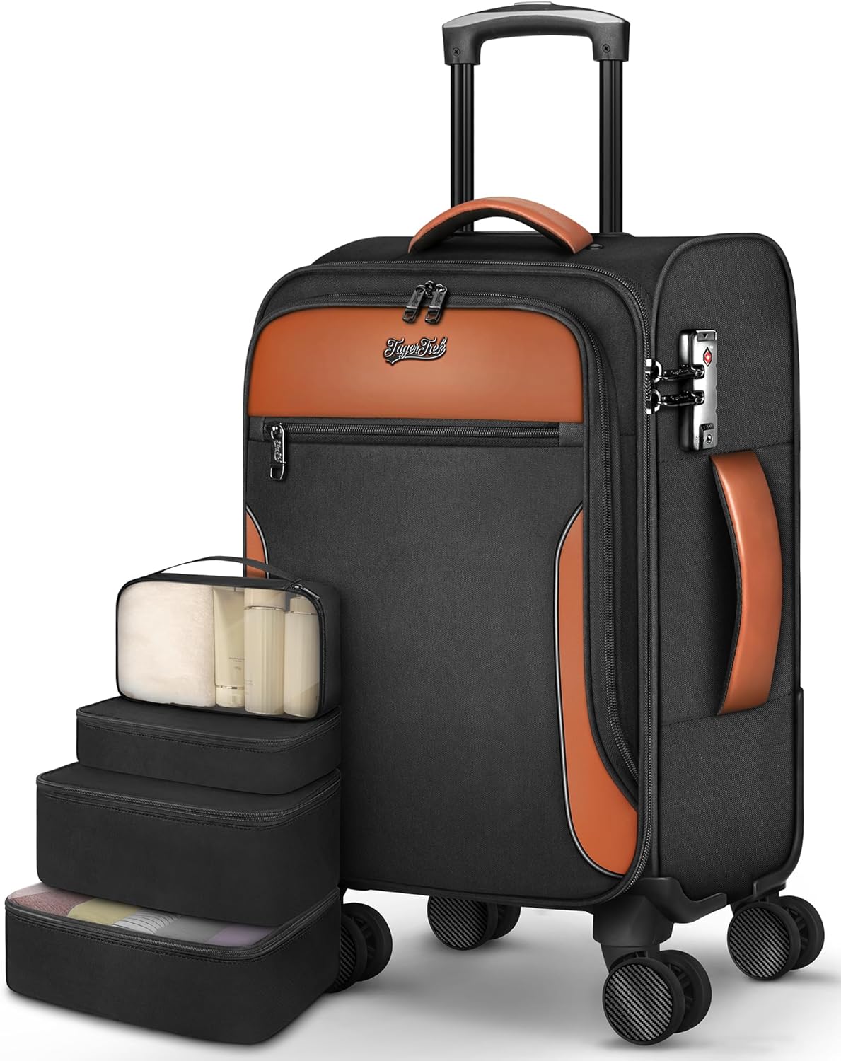 Carry On Luggage 22x14x9 Airline Approved, 20 Inch Softside Suitcase with 4 Pcs, Lightweight...