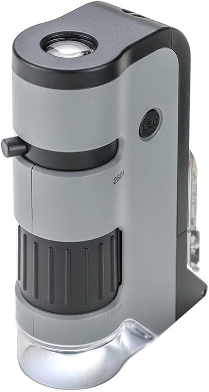 Carson MicroFlip 100x-250x, LED UV Pocket Microscope with Smartphone Clip, STEM Education...