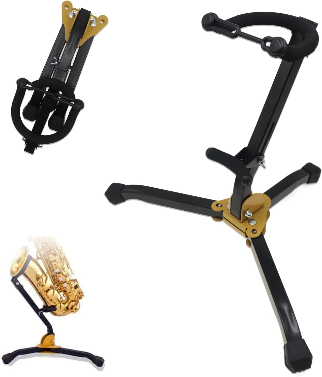 CashBeat Folding Alto Tenor Saxophone Stand, Metal Tripod with Chain Lock | Adjustable...