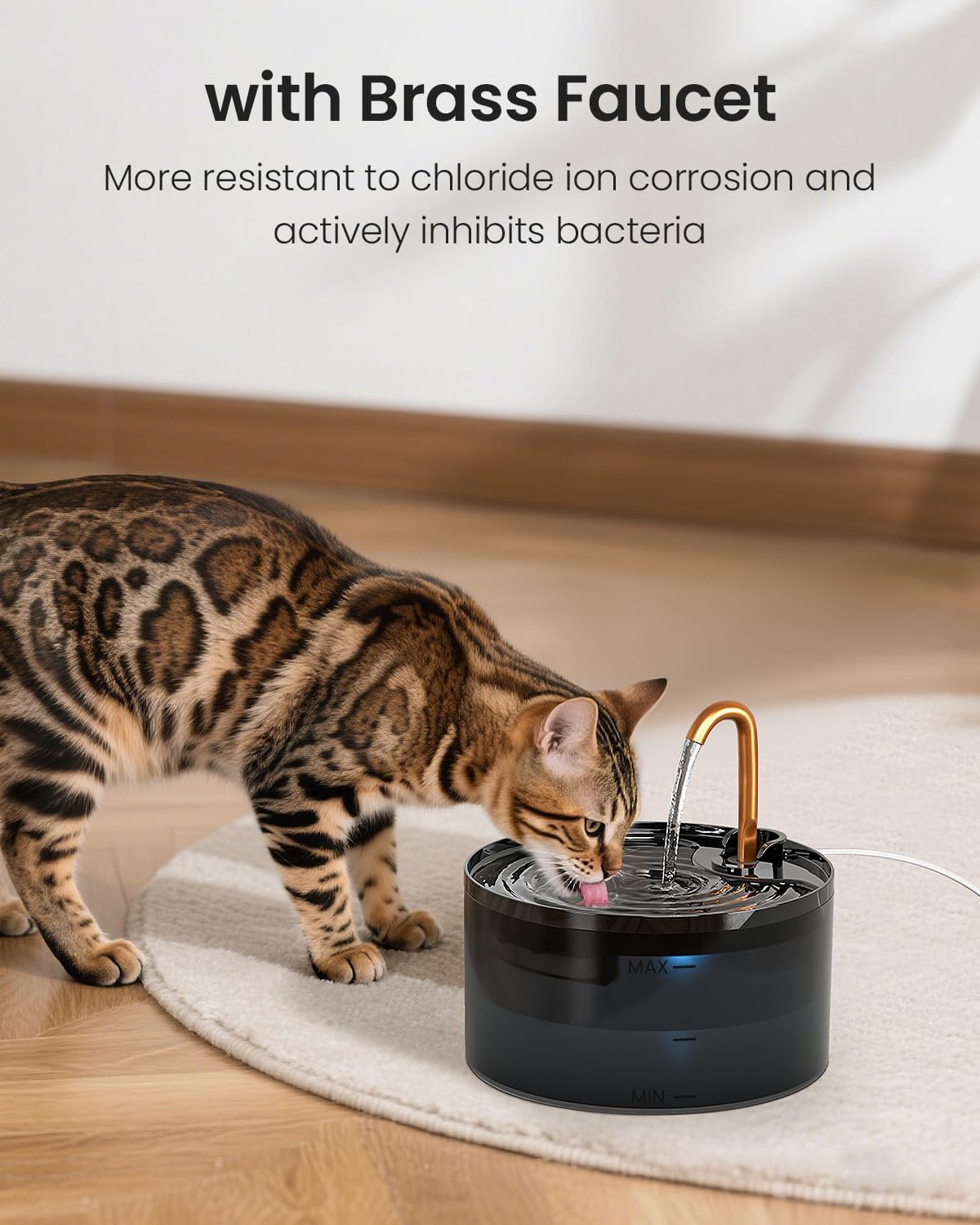 Cat Water Fountain, 71oz/2.1L Cat Fountain for Drinking with Copper Faucet, MISFANS-Designed... image