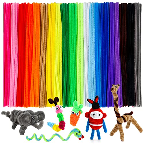 Caydo 200 PCS Thick Pipe Cleaners Craft Supplies Multi-Color Chenille Stems for Art and... image
