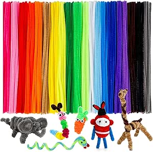 Caydo 200 PCS Thick Pipe Cleaners Craft Supplies Multi-Color Chenille Stems for Art and...