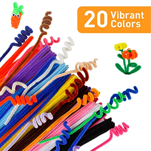 Caydo 200 PCS Thick Pipe Cleaners Craft Supplies Multi-Color Chenille Stems for Art and... image