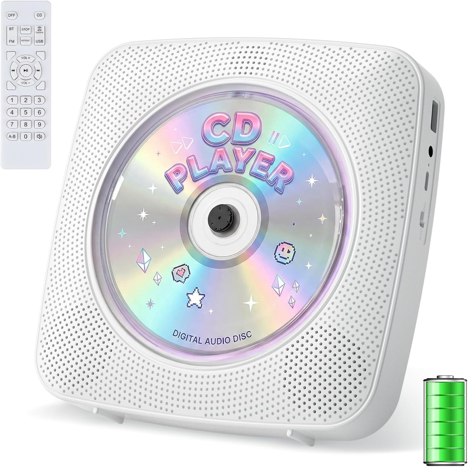 CD Player Portable Bluetooth Rechargeable: CD Players for Home with 1800mAh Kegaudio Desktop...