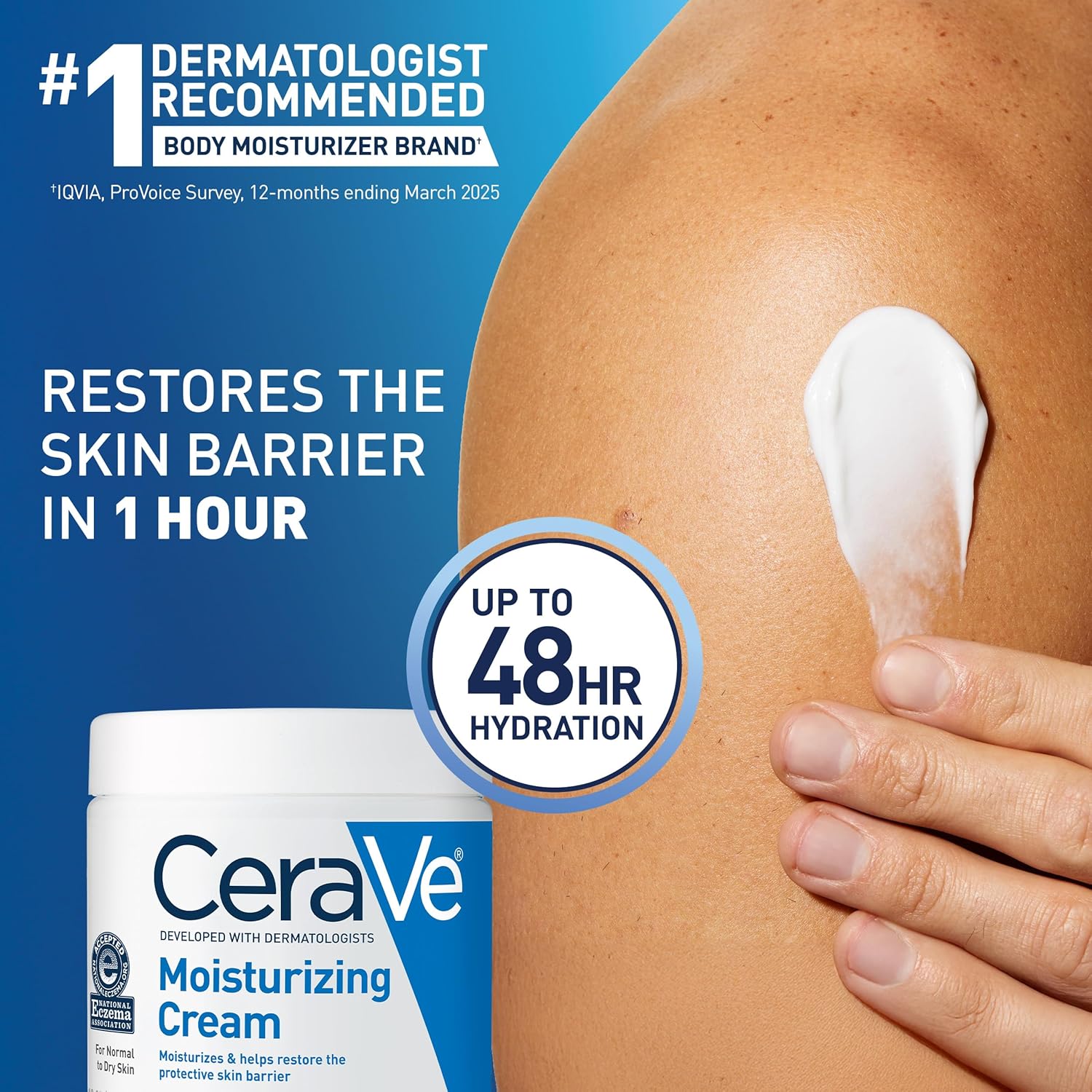 CeraVe Moisturizing Cream, Body and Face Moisturizer for Dry Skin, Body Cream with... image