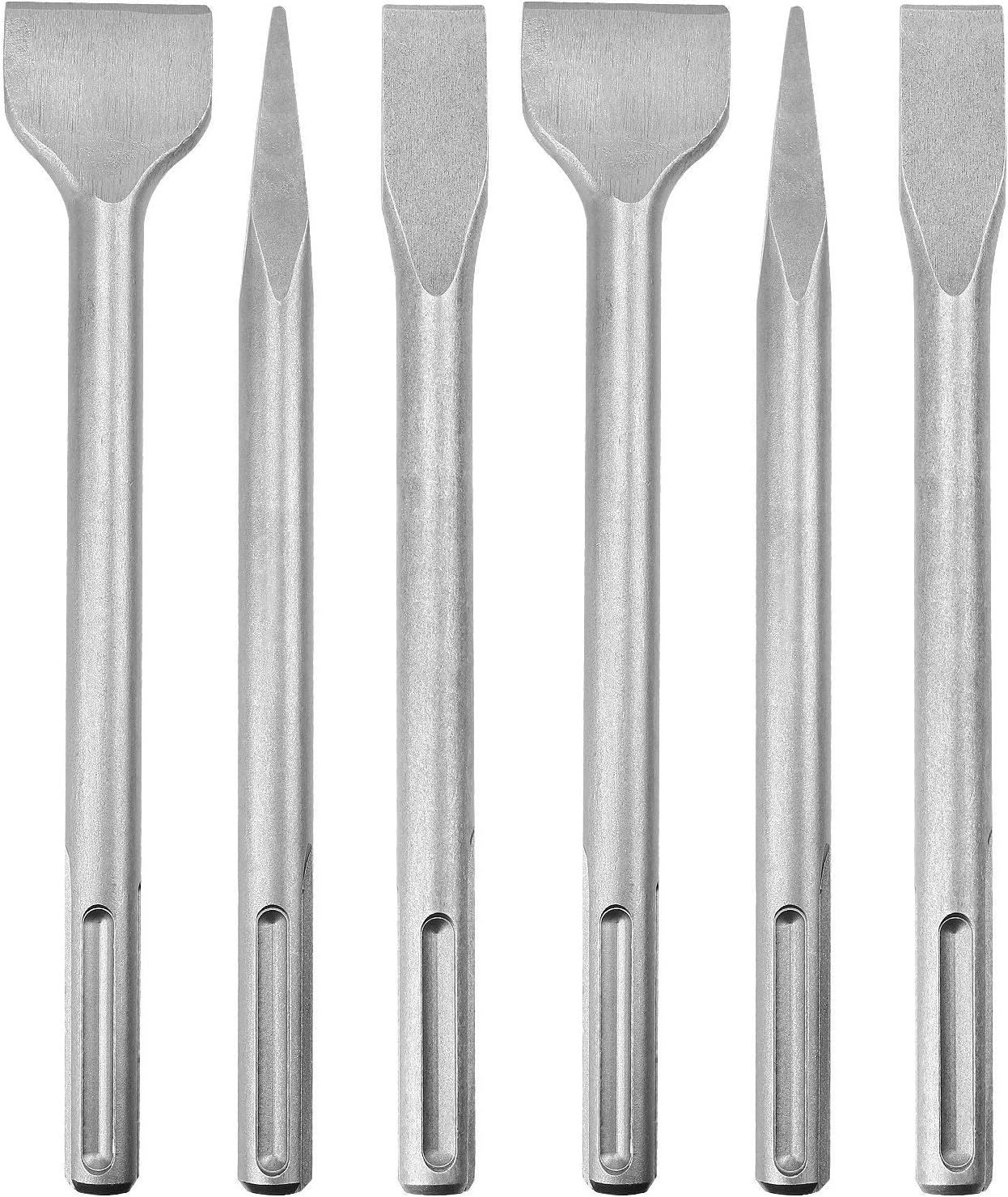 CertBuy 6-Piece SDS Max Concrete Drill Bit Set - Rotary Hammer Bits Including Point, Flat...