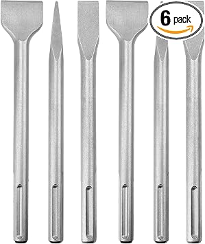 CertBuy 6-Piece SDS Max Concrete Drill Bit Set - Rotary Hammer Bits Including Point, Flat... image