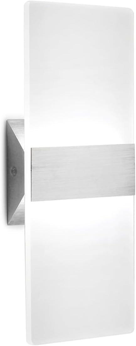 ChangM Modern LED Acrylic Wall Sconce 12W Cool White 6000K Up Down Lamp for Bedroom Corridor...