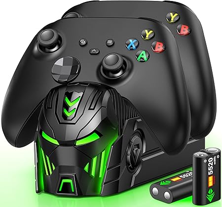 Charger Station Compatible with Xbox Controllers, 2x5520mWh Rechargeable Battery Pack for...