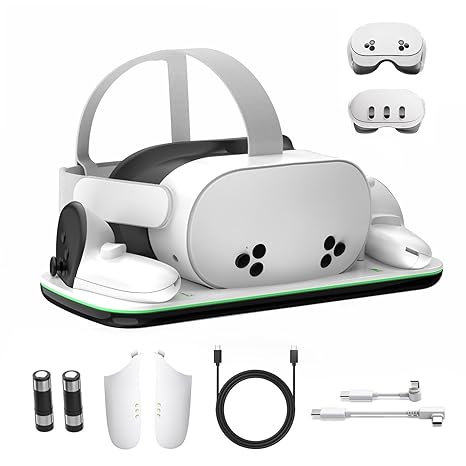 Charging Dock Compatible with Meta Oculus Quest 3/3S, VR Headset Controller Accessories...