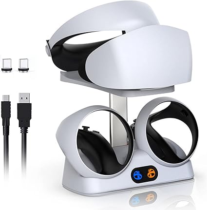 Charging Station for PS VR2 Sense Controllers with Headset Holder, Nargos Virtual Reality...