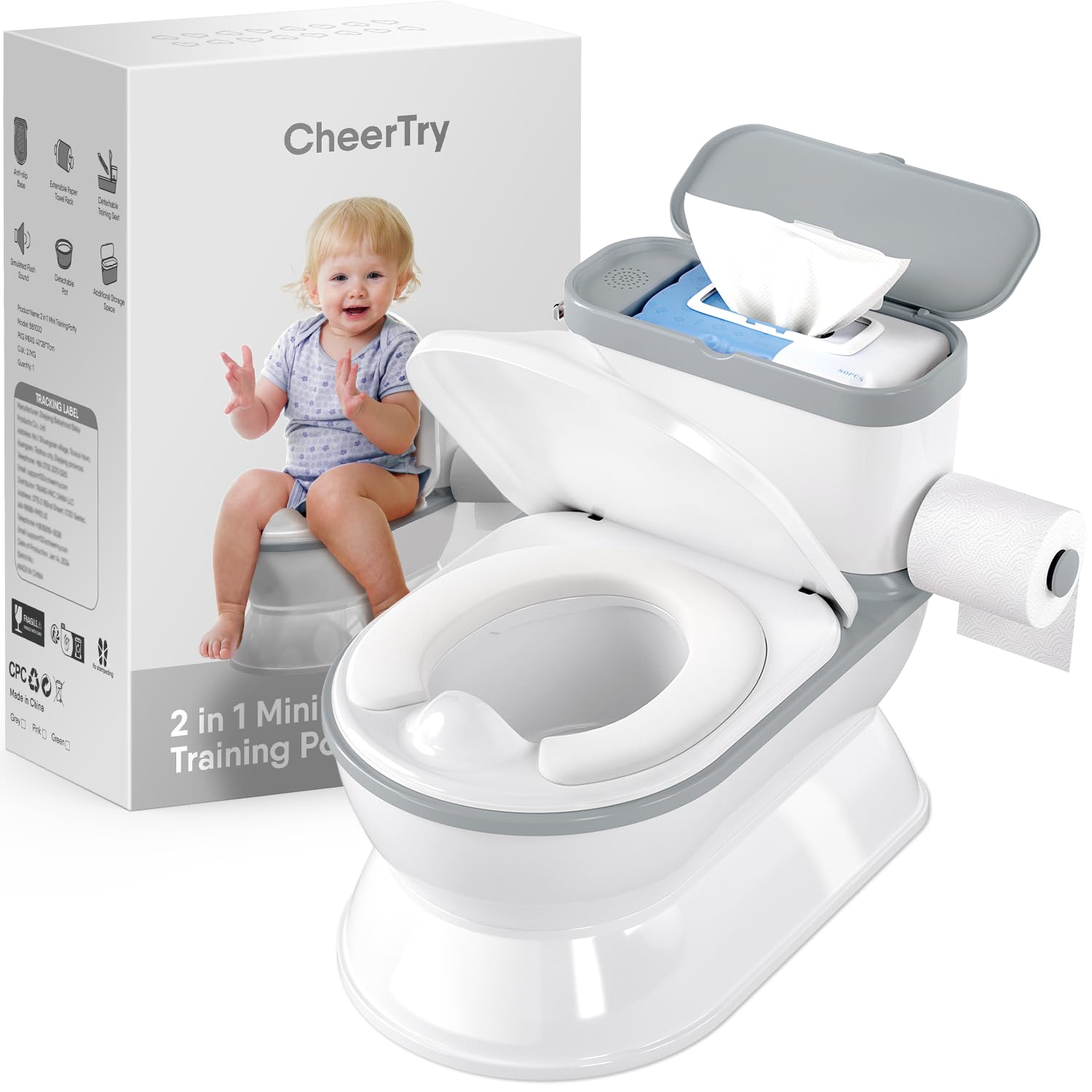 CheerTry 2-in-1 Toddler Potty Training Toilet - Larger Potty Chair & Detachable Training...
