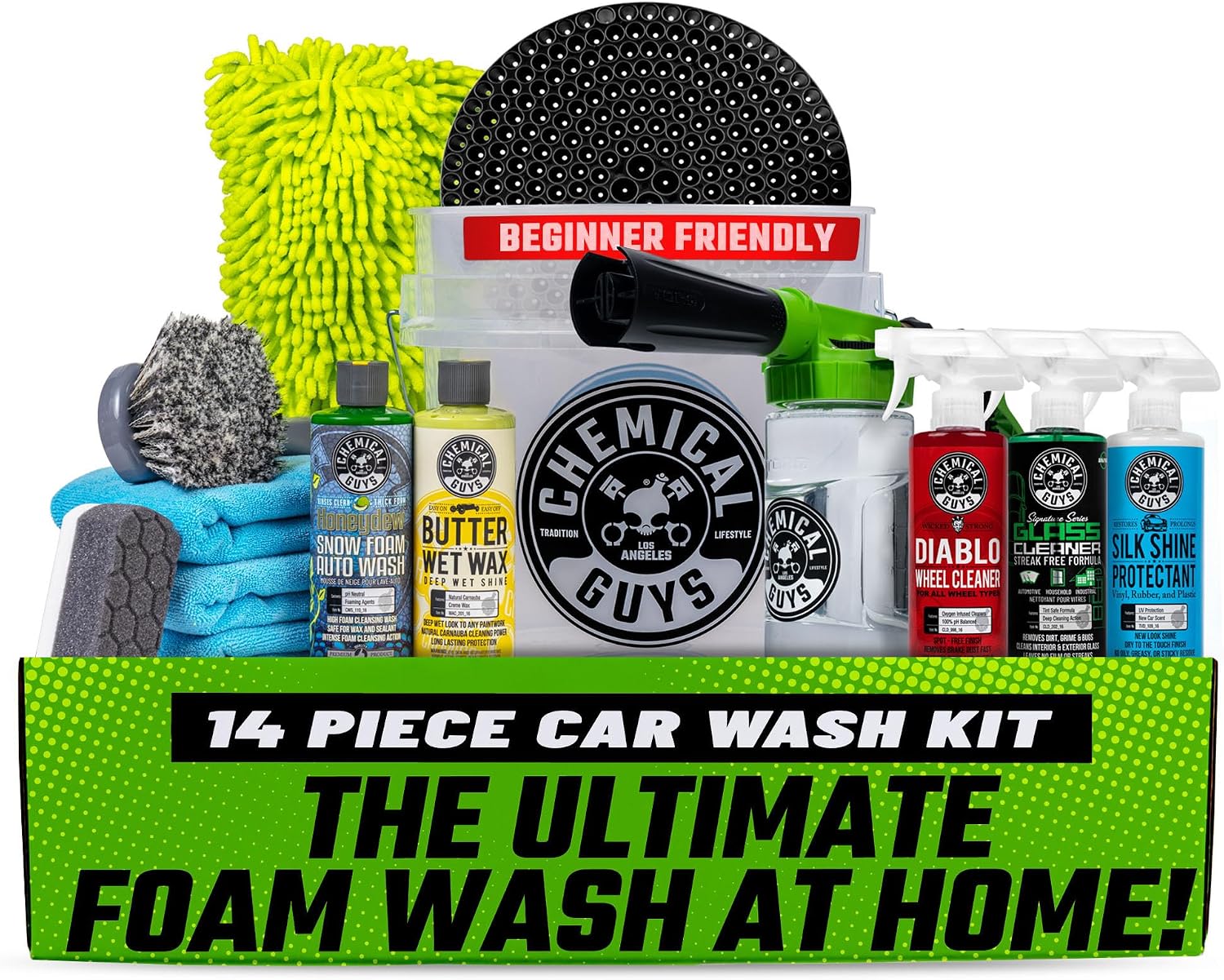 Chemical Guys Car Wash Kit 14-Pc Arsenal Builder - with Foam Blaster, Wash Bucket, Towels...