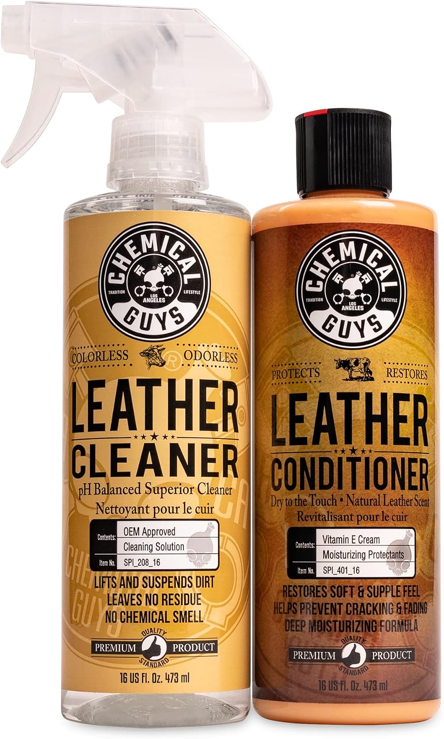 Chemical Guys Leather Cleaner and Conditioner Kit - Car Cleaner and Conditioner, Safely...