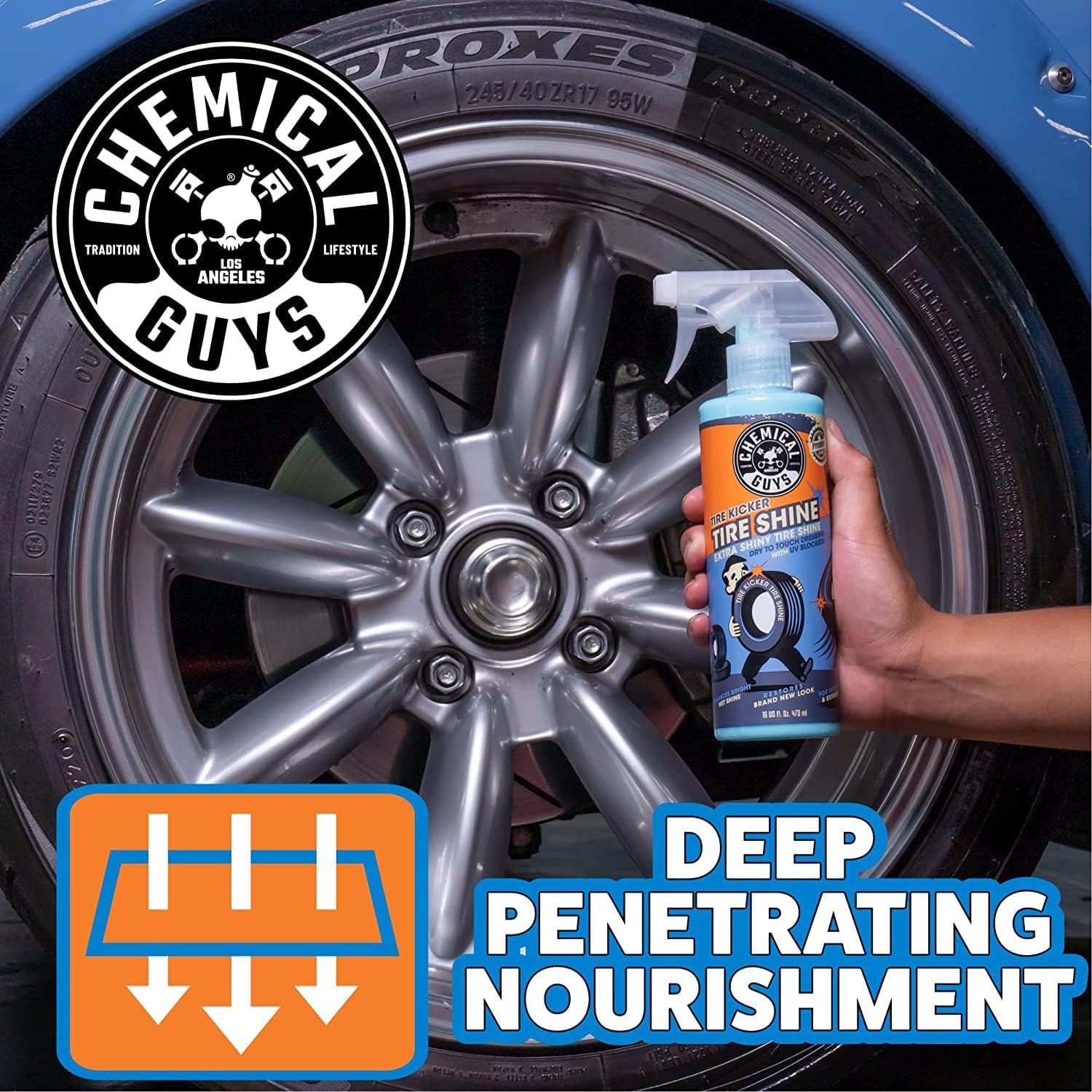Chemical Guys Tire Kicker Extra Glossy Tire Shine Spray, 16 fl oz | Includes foam... image