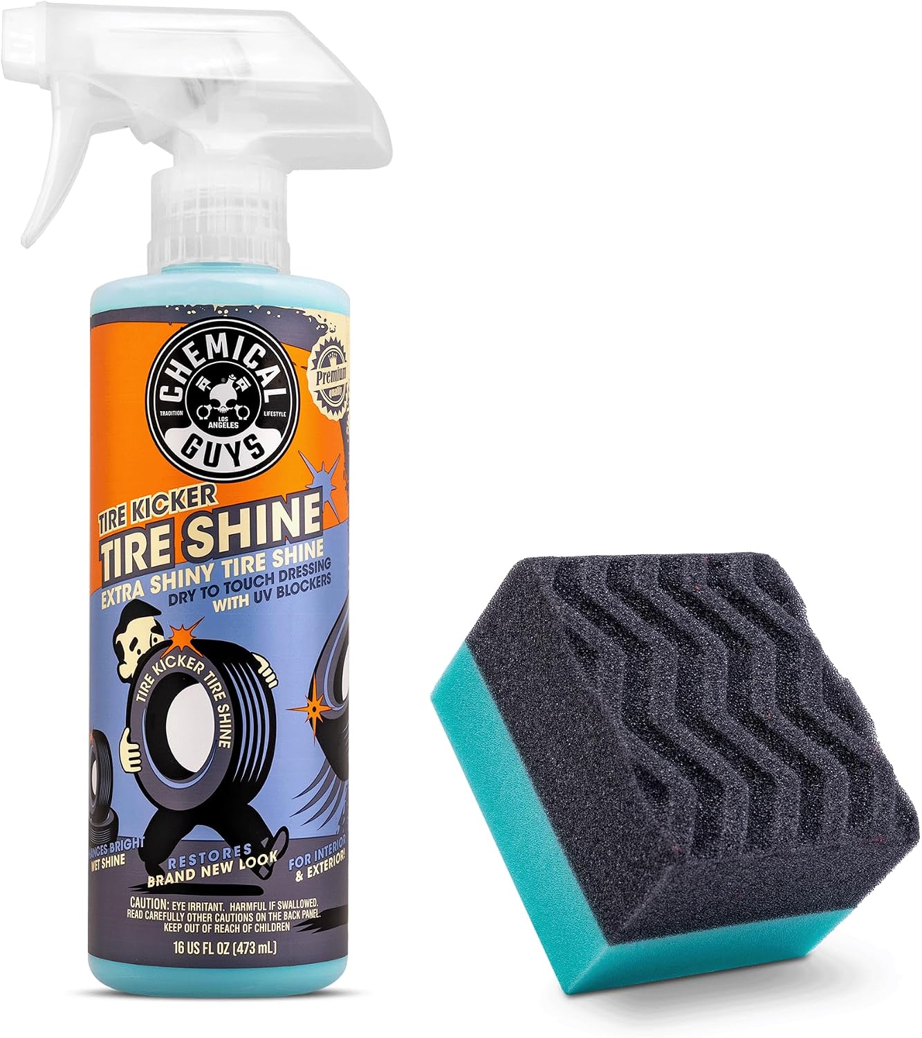 Chemical Guys Tire Kicker Extra Glossy Tire Shine Spray, 16 fl oz | Includes foam...