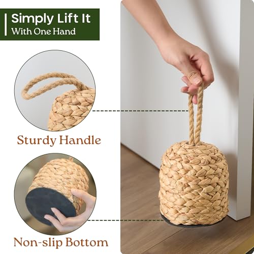 CHI AN HOME 4.4lbs Natural Door Stopper for Bottom of Door Decorative Heavy Duty Door Stop... image