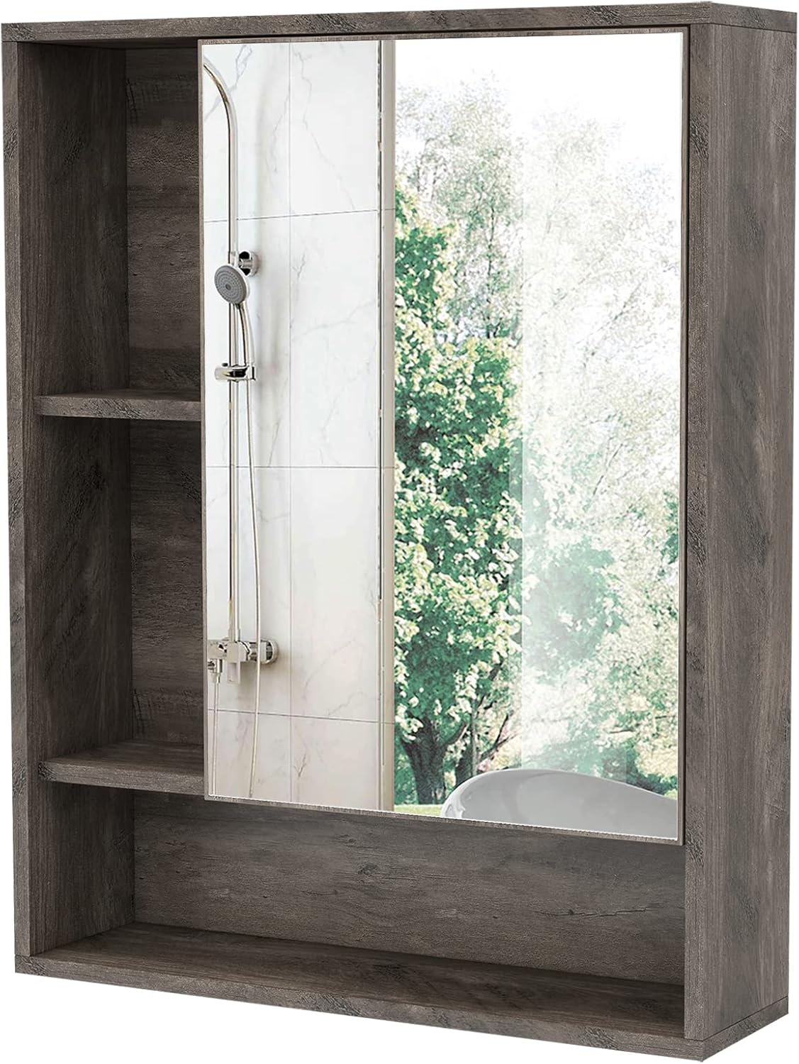 ChooChoo Bathroom Wall Mirror Cabinet, Medicine Cabinet with Single Door and Adjustable...