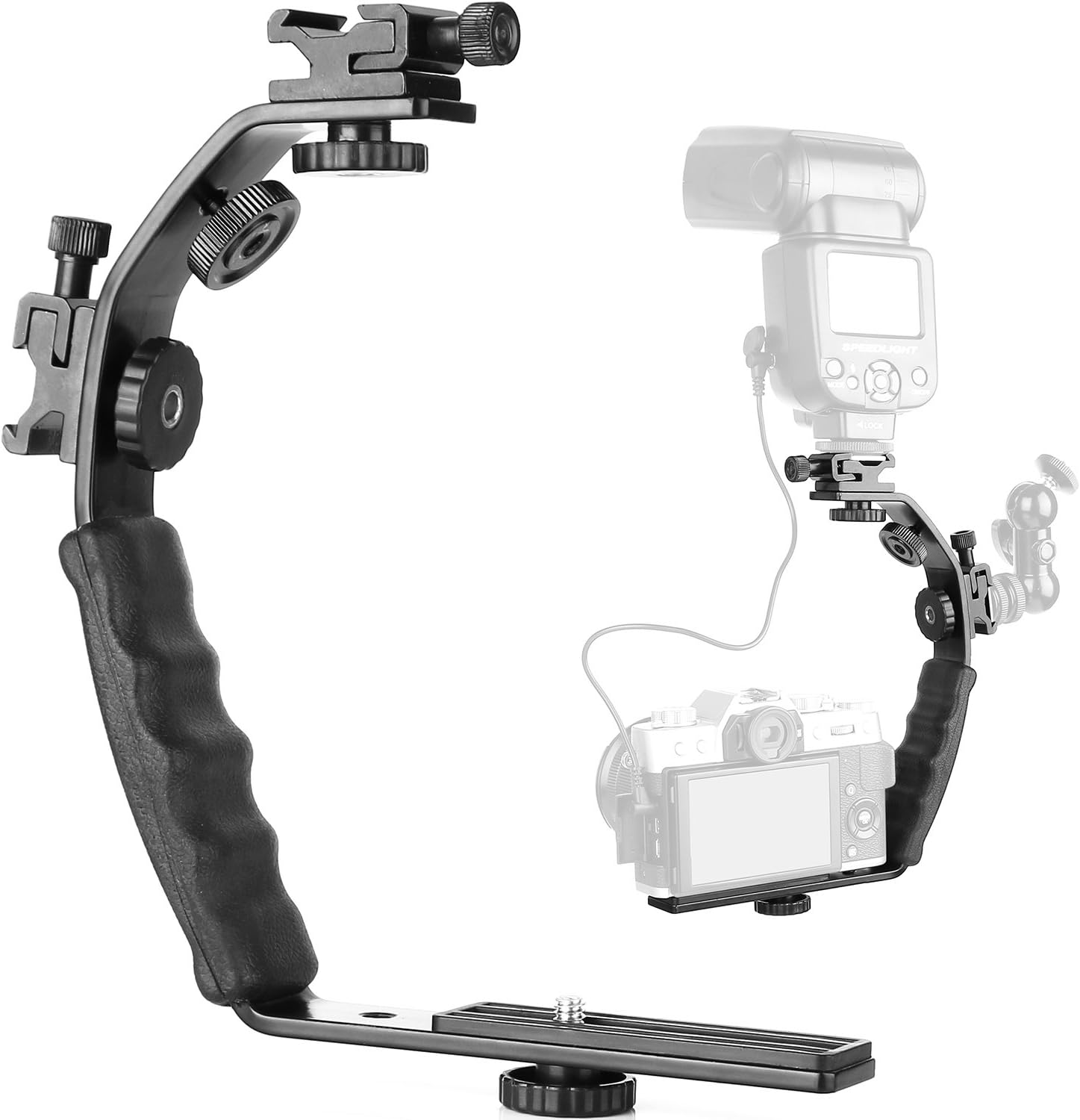 ChromLives Camera L Bracket Mount Video Grip L-Bracket with Dual Flash Cold Shoe Mount 1/4''...