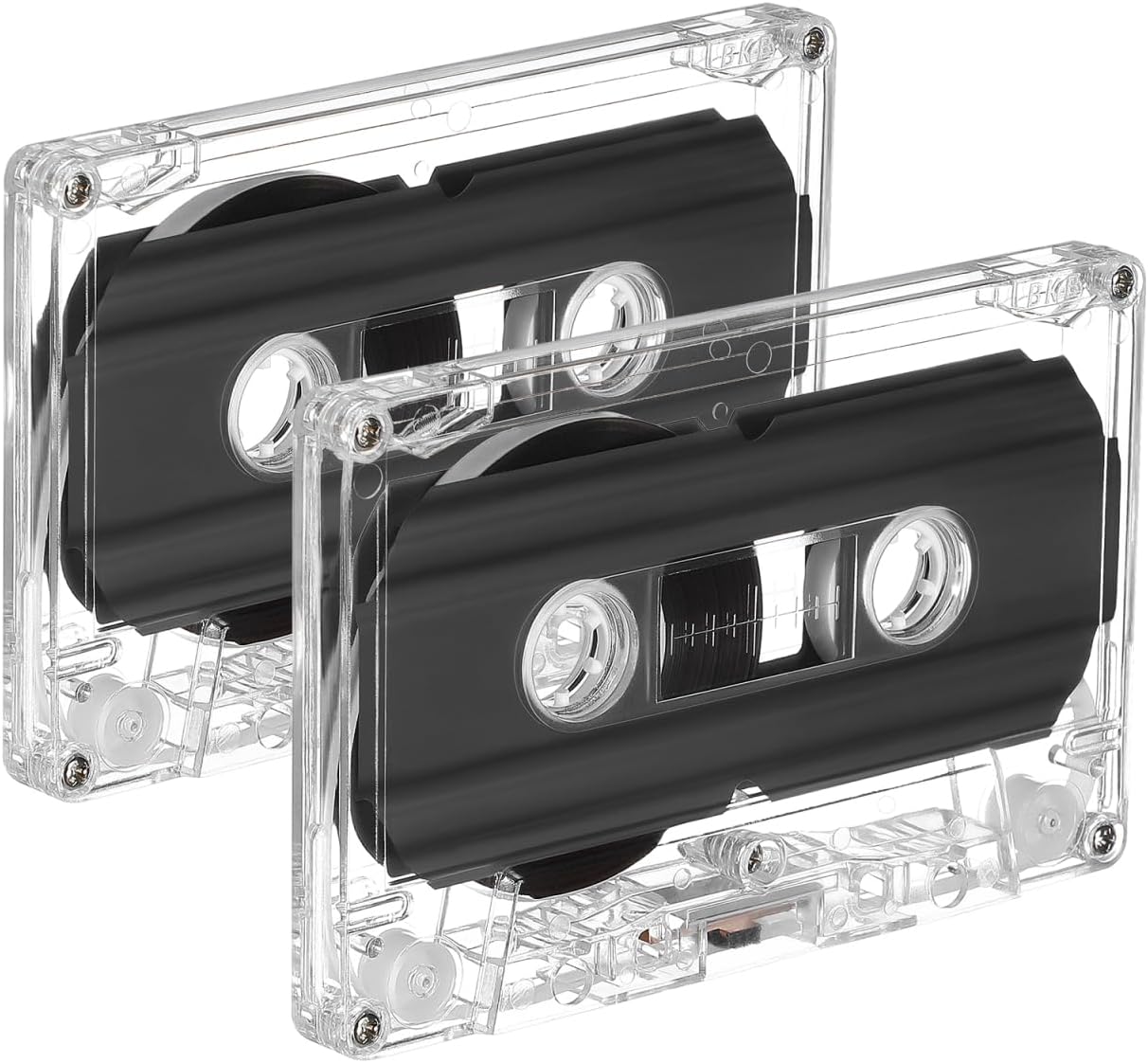 Ciieeo 2pcs Blank Audio Cassette Tapes, 30 Min Recording Time C30 Transparent Plastic Shell...