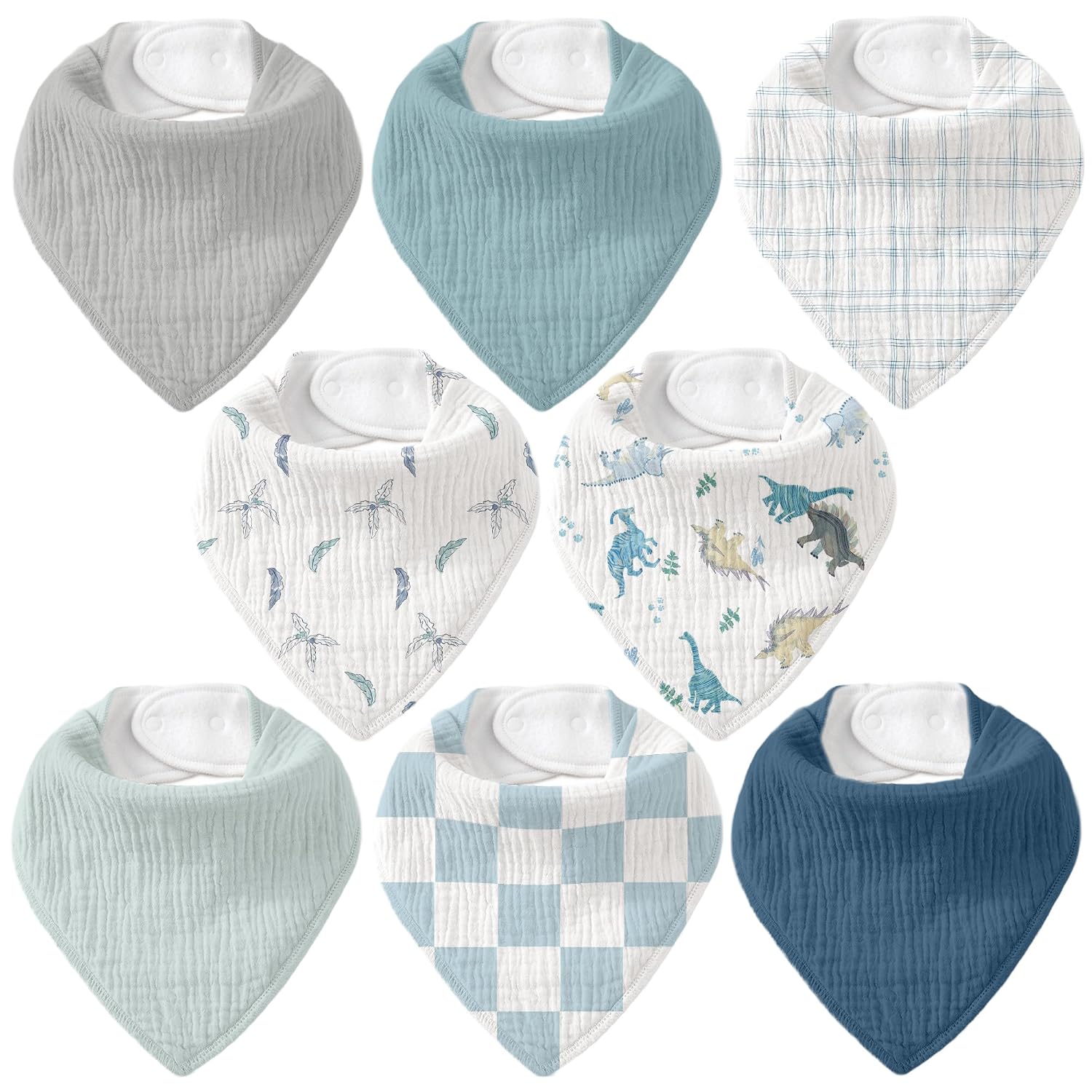 CIVARUA KIDS Muslin Baby Bibs 8 Pack, Baby Bandana Drool Bib for Drooling and Teething...