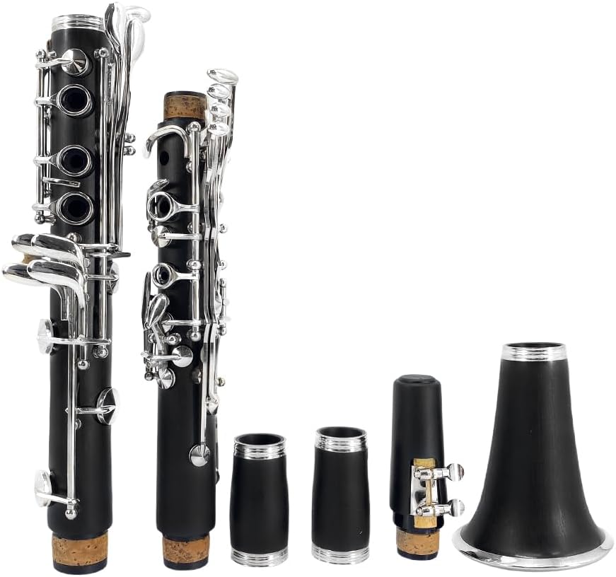 Clarinet A Flat Nickel Plated, Ebonite Clarinet with Hard Case & Cleaning Kit – Beginner... image