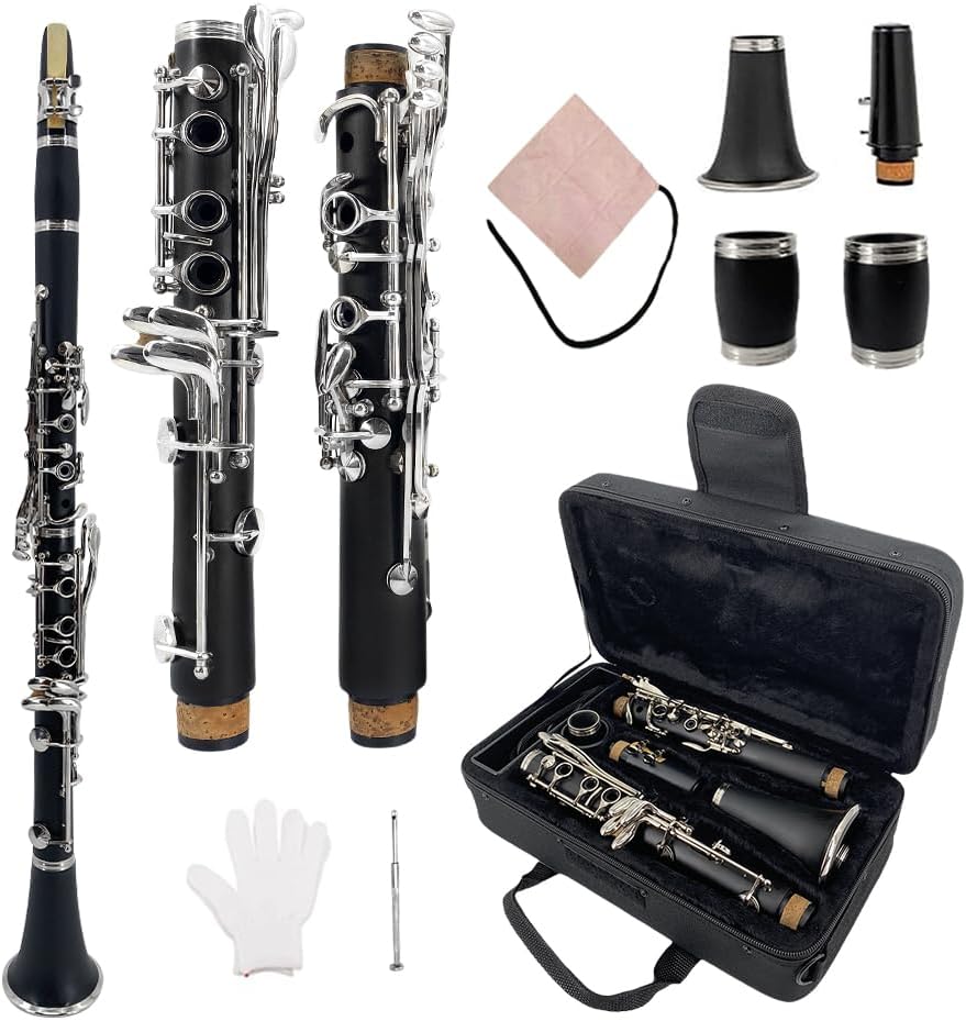 Clarinet A Flat Nickel Plated, Ebonite Clarinet with Hard Case & Cleaning Kit �
