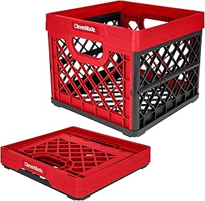 CleverMade Collapsible Milk Crate 25L (6.6 Gal), 50 lb Capacity Heavy Duty Folding Crate –...