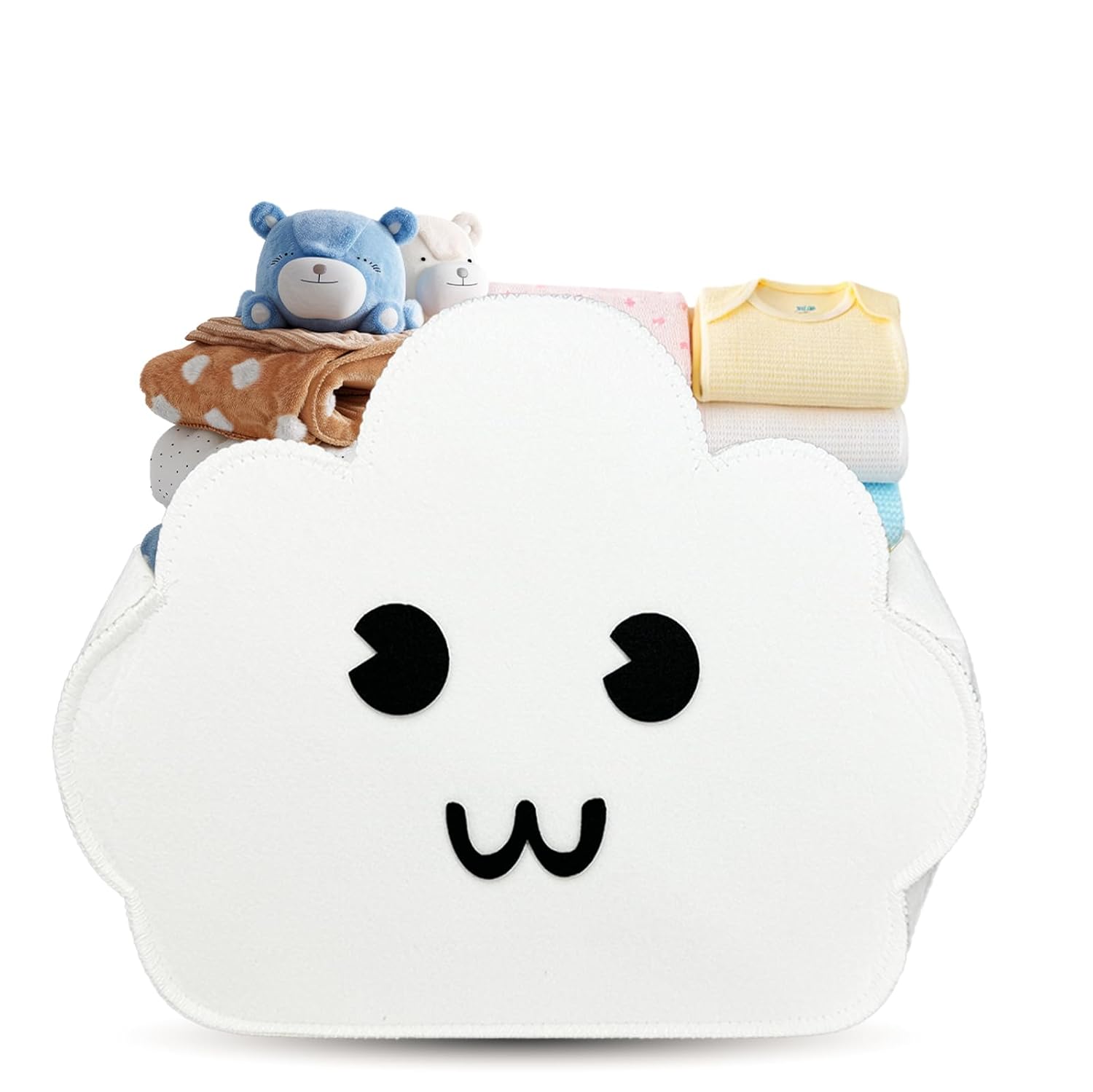 Cloud Shaped Felt Storage Caddy;Felt Baby Basket, Nursery Organizer with Cloud Design for...