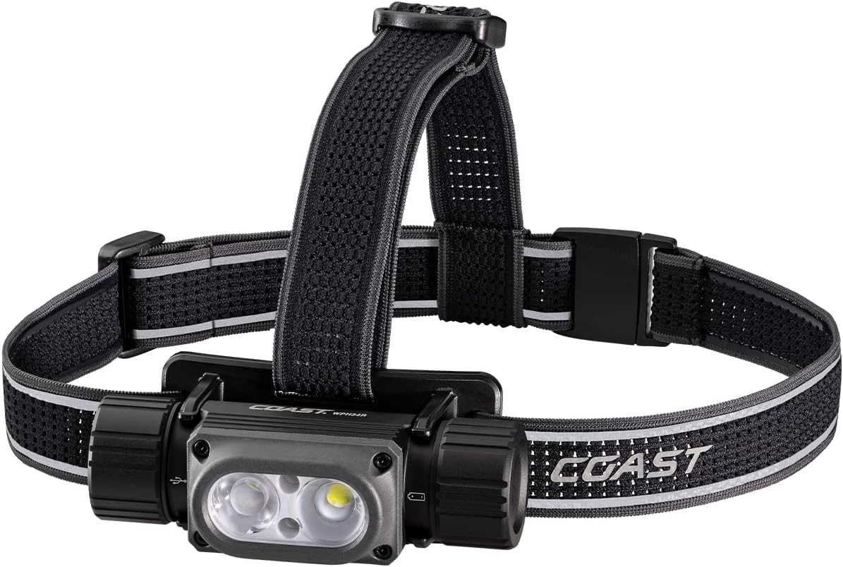 Coast WPH34R 2000 Lumen Waterproof Ultra Bright IP68 USB Rechargeable-Dual Power Headlamp, 6...