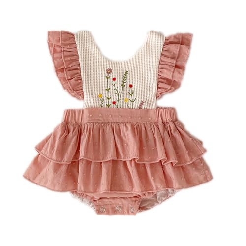 Colorful Childhood Infant Baby Girls Romper Baby Ruffles Bodysuit Embroidery Floral Jumpsuit...