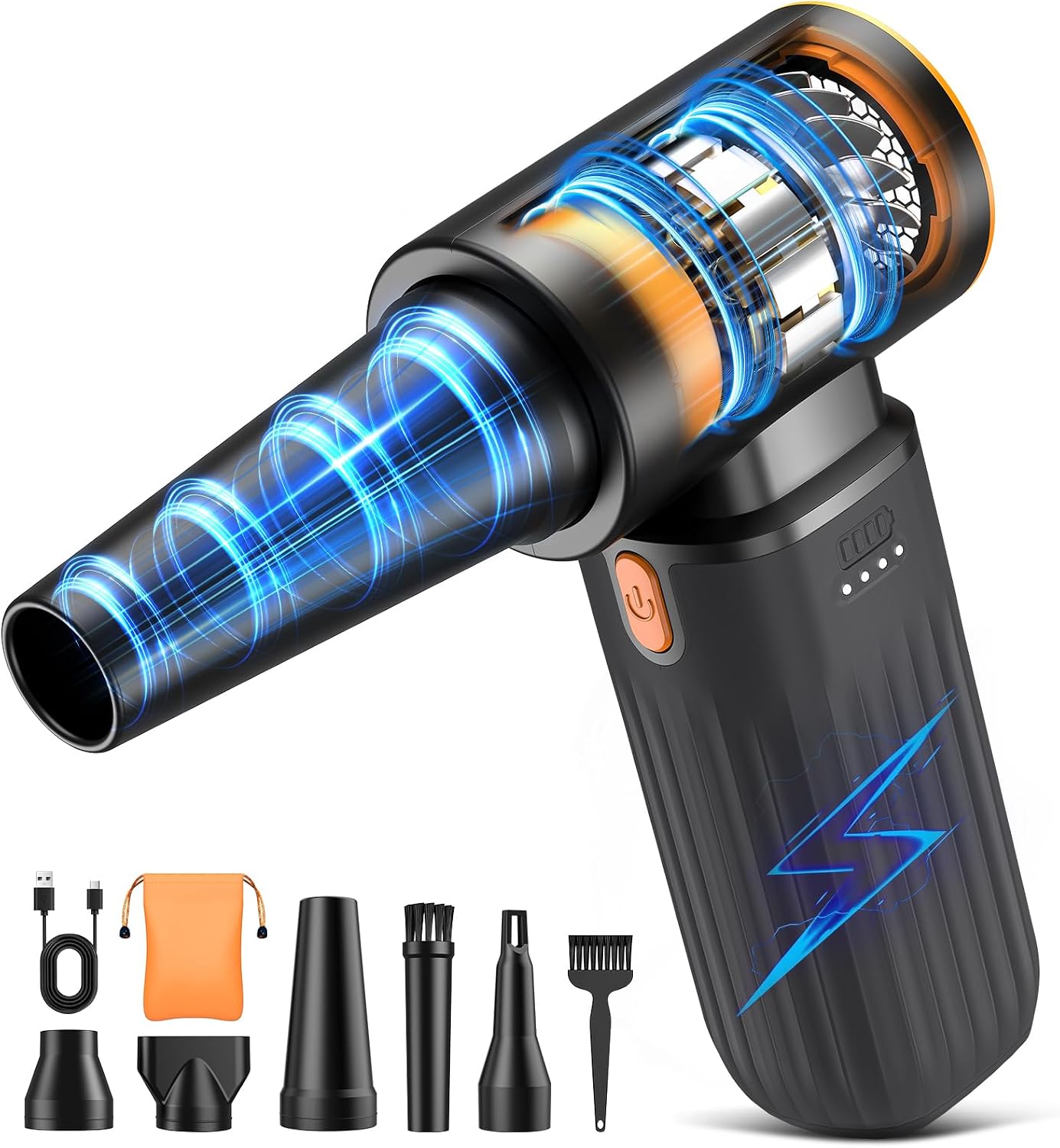 Compressed Air Duster, 260000RPM Cordless Electric Air Blower with Brushless Motor, 3-Speed...