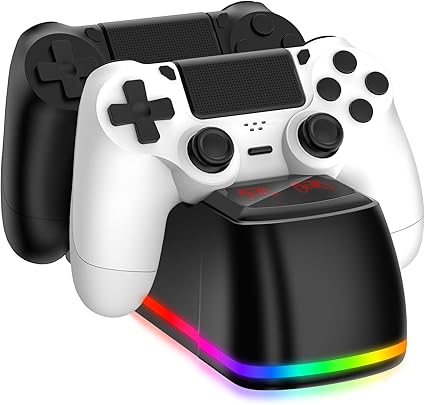 Controller Charger Dock Station for PS4 with RGB Light,Fast Charging for 2 PS4...
