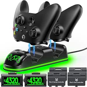 Controller Charger Station with 2x4320mWh Rechargeable Battery Packs Compatible with Xbox...