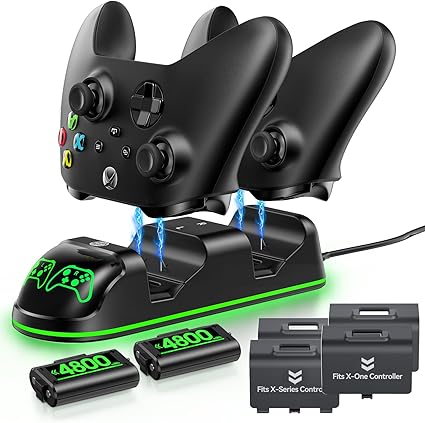 Controller Charger Station with 2x4800mWh Rechargeable Battery Packs Compatible with Xbox...