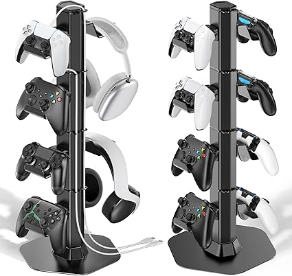 Controller & Headset Holder Stand for Desk, with Charger Cable Organizer Headphone Stand for...