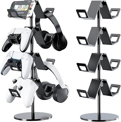 Controller Holder 4 Tier,Headphone Stand - Adjustable Headset Holder for Xbox PS5 PS4 Switch...