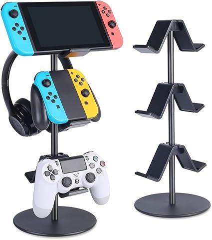 Controller Stand 3 Tier,Headphone Holder, Multi Adjustable Game Controller Headset Hanger...