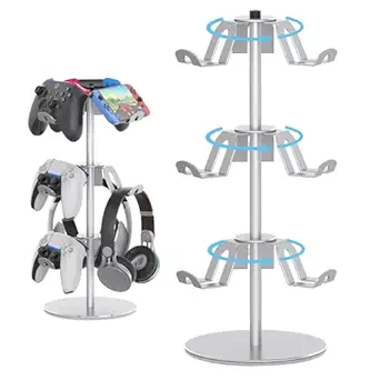 Controller Stand Compatible with Xbox PS5 PS4 Nintendo Switch Pro, 3 Tier Aluminum Gaming...