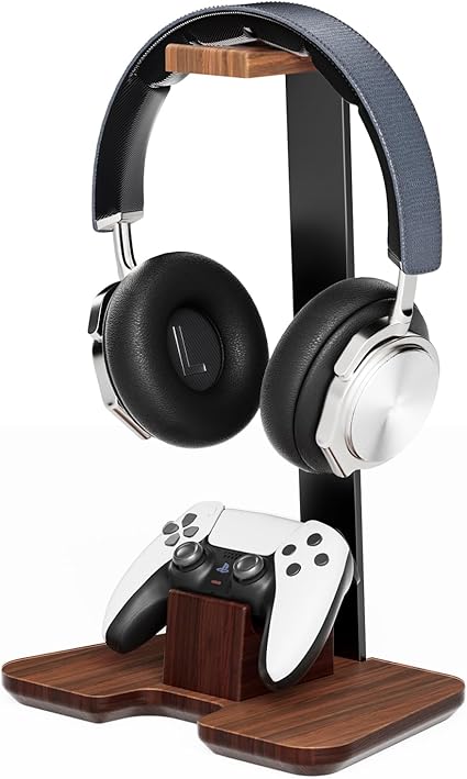 Controller Stand Wood Headphone Stand for Desk Gaming Desk Accessories Controller Holder for...