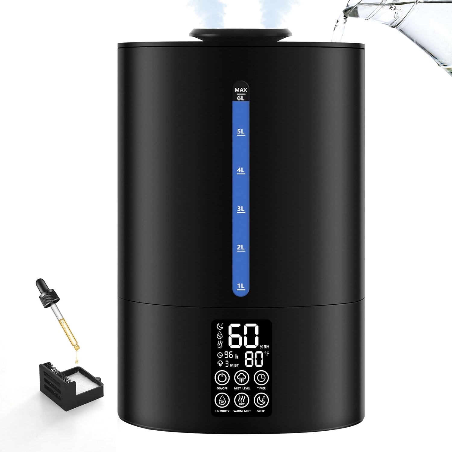 Coolfiqu 6L Humidifiers for Bedroom Large Room Home,Cool and Warm Humidifier for Baby and...